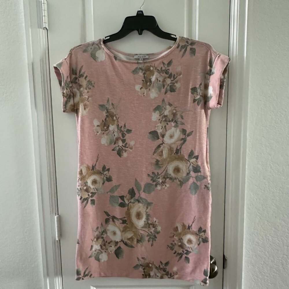 Floral Pink Short Sleeve Dress Small - White Birch